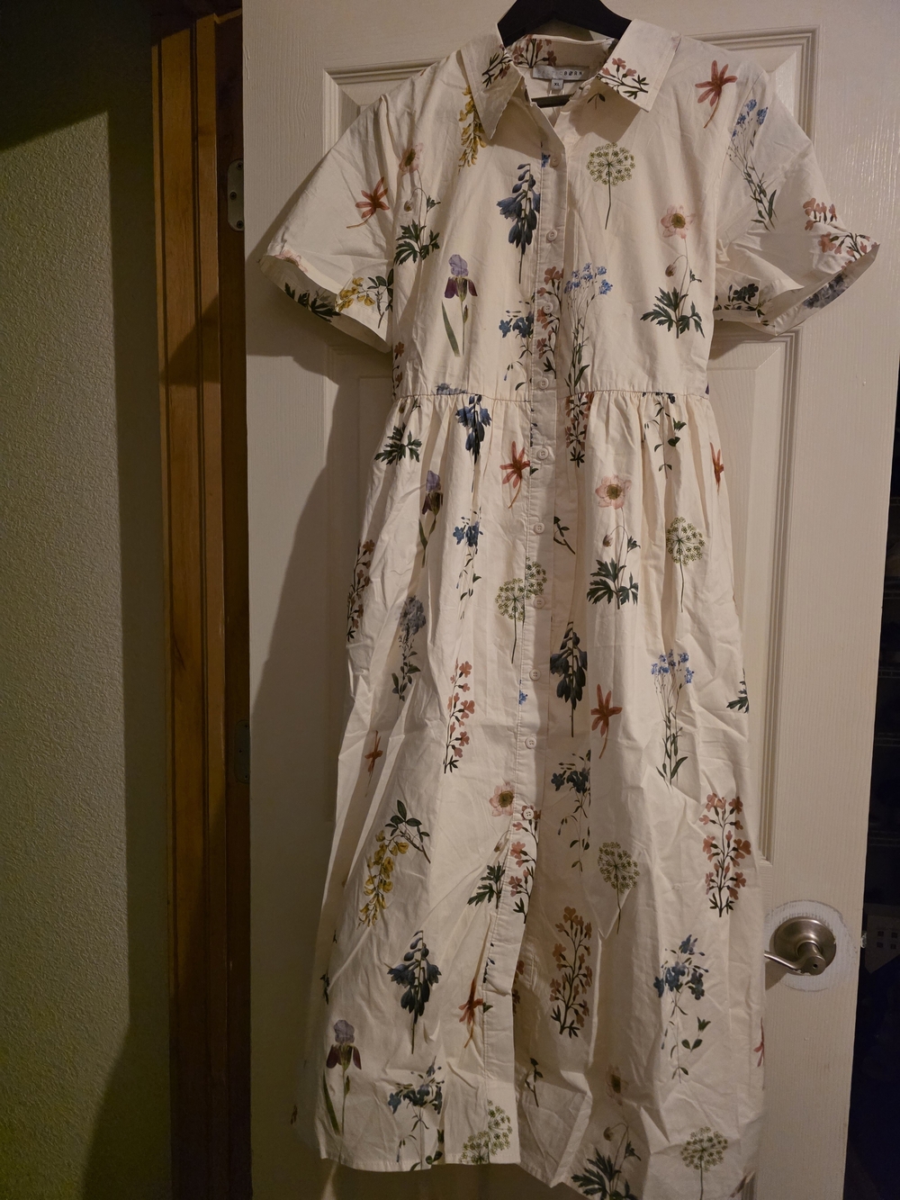 Baltic Born Cream Floral Button-Front Midi Dress